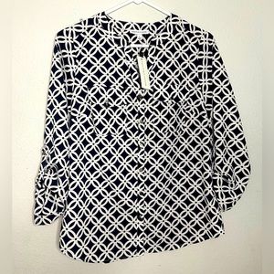 NOTATIONS | Button Down Long Sleeve Blouse NWT